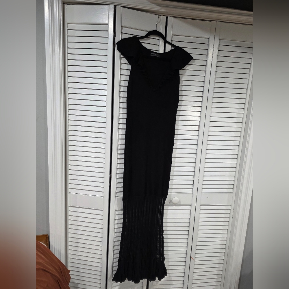 By Anthropologie Cap-Sleeve V-Neck Sheer Sweater Maxi Dress - Picture 9 of 13
